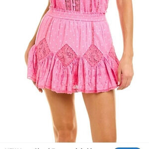 LoveShackFancy xs pink polka dot skirt